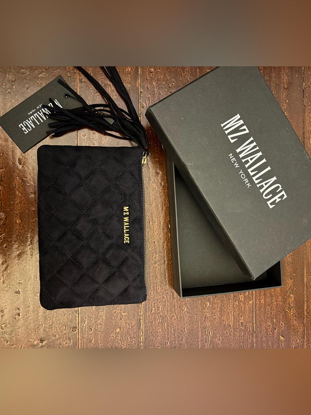 NWT MZ WALLACE Quilted Black Clutch